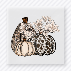 Neutral Pumpkin Trio fall and Thanksgiving DTF transfer featuring a neutral pumpkin trio with floral fall accents