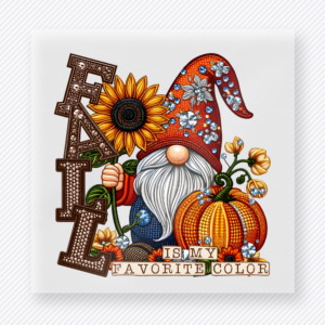 Fall Is My Favorite Color Gnome Fall fall and Thanksgiving DTF transfer featuring a gnome fall design