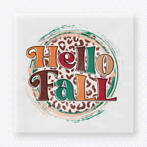 Hello Fall Retro Layered Lettering fall and Thanksgiving DTF transfer featuring in retro layered lettering