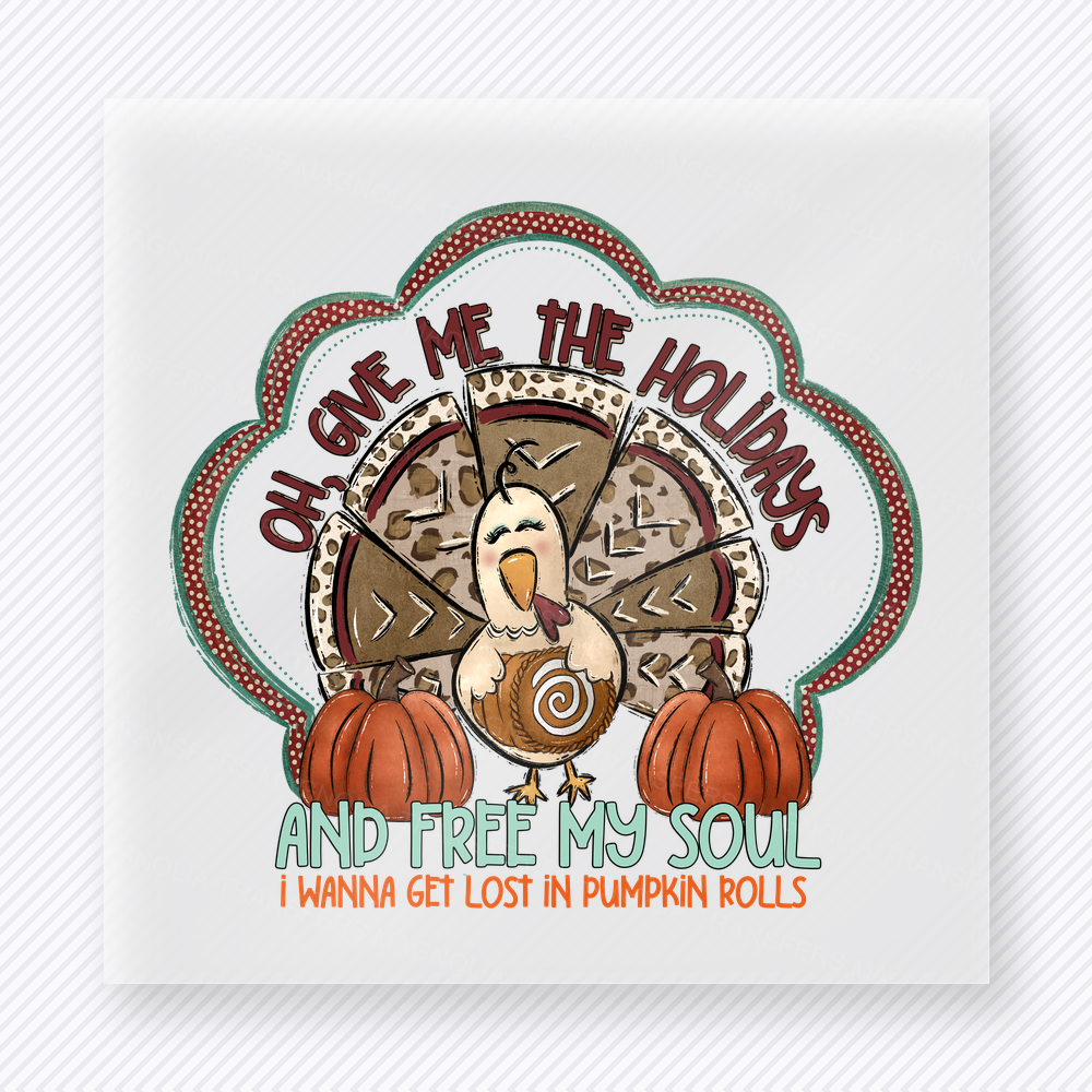 Oh Gimme the Holler and Free My Soul fall and Thanksgiving DTF transfer featuring a funny fall western design