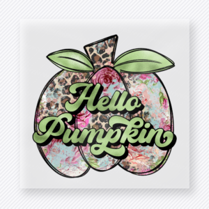Hello Pumpkin Floral Pumpkin fall and Thanksgiving DTF transfer featuring a floral pumpkin design
