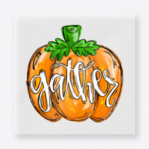 Gatlin' Pumpkin fall and Thanksgiving DTF transfer featuring Gatlin’ Pumpkin features an orange pumpkin design with the phrase Gatlin’