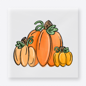 Pumpkin Trio fall and Thanksgiving DTF transfer featuring a trio of warm autumn pumpkins