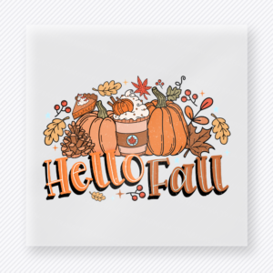 Hello Fall Floral Pumpkin Truck fall and Thanksgiving DTF transfer featuring a floral pumpkin truck design