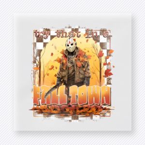 Fall Town Horror-Inspired Checker Fall Scene fall and Thanksgiving DTF transfer featuring a horror-inspired checker fall scene