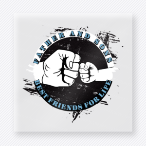Father And Daughter Best Friends For Life Navy DTF transfer mockup with father And Daughter Best Friends For Life wording surrounds a fist-bump graphic with navy and blue accents.