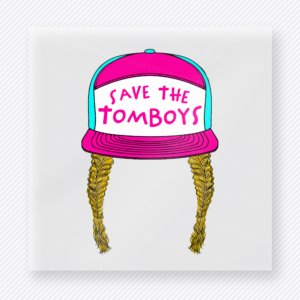 Save The Tomboys Neon Pink Hat Blonde Braids - Activist & Awareness DTF Transfers