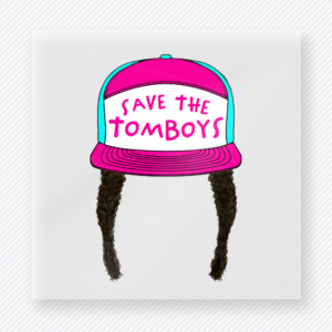 Save The Tomboys Neon Pink Hat Dark Braids - Activist & Awareness DTF Transfers