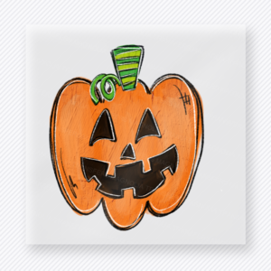 Halloween DTF transfer with classic orange jack o lantern pumpkin face