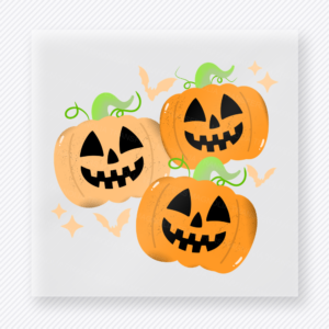 Pumpkin Cluster Halloween DTF transfer featuring a playful cluster of smiling pumpkins in pastel and bright Halloween tones