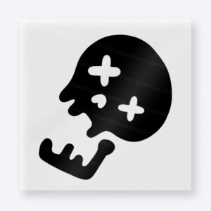 Melting Ghost Face Halloween DTF transfer featuring a simple melting ghost face icon in bold black silhouette