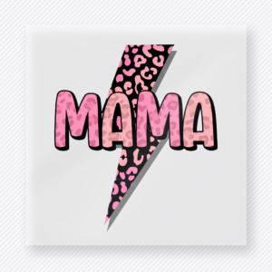 Mama Pink Lightning Bolt Lettering Leopard Family DTF Transfers