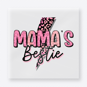 Mamas Bestie Pink Lightning Bolt Mama'S Lettering Family DTF Transfers