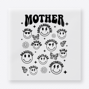 Mother Smiley Personality Black Family DTF Transfers