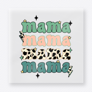 Mama Cow Print Stack Family DTF Transfers