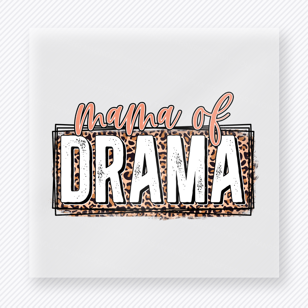Mama Of Drama Leopard Peach Family DTF Transfers