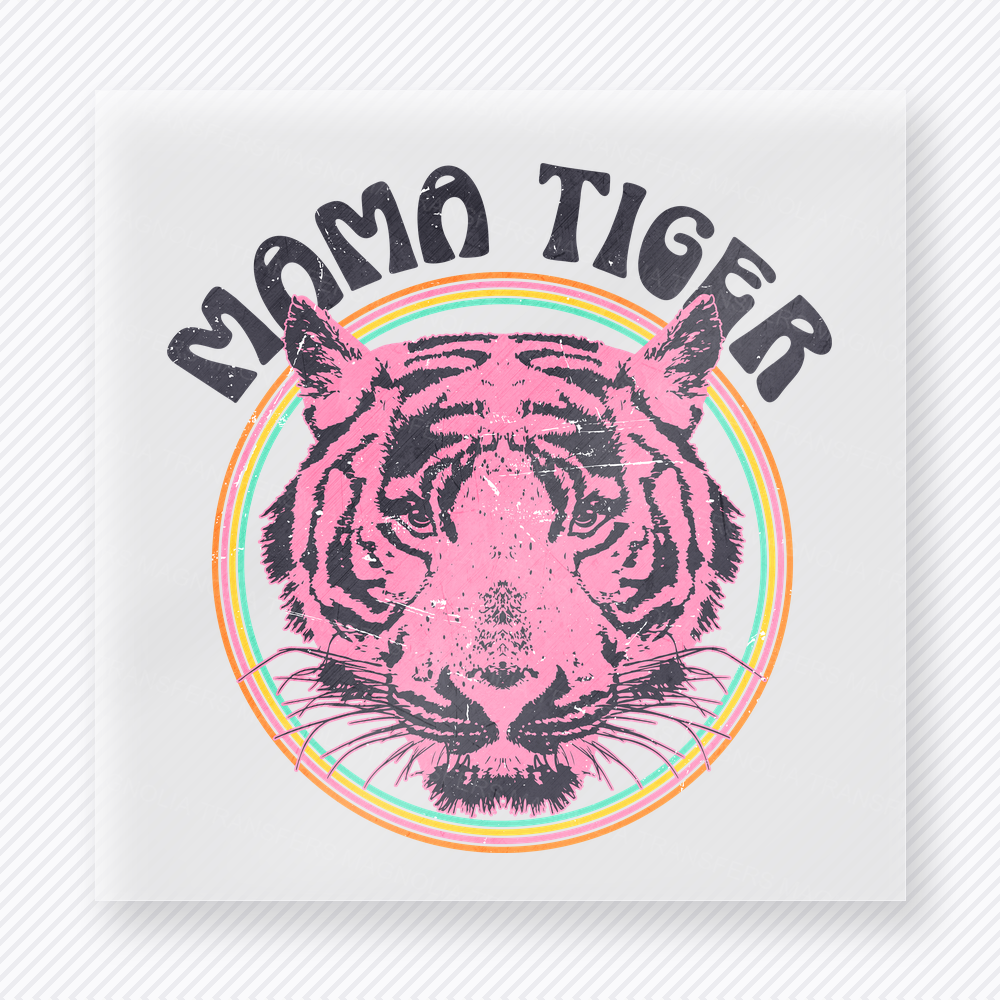 Mama Tiger Pink Rainbow Family DTF Transfers