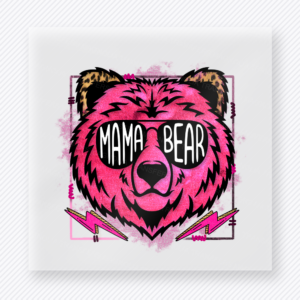 Mama Bear Neon Pink Leopard Family DTF Transfers