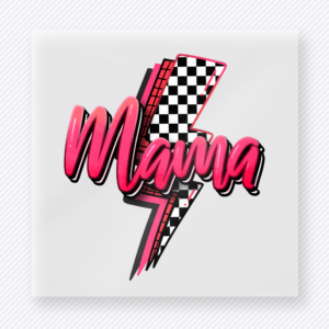 Mama Checkered Lightning Bolt Family DTF Transfers