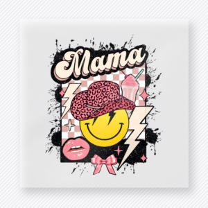 Mama Smiley Face Leopard Lightning Family DTF Transfers