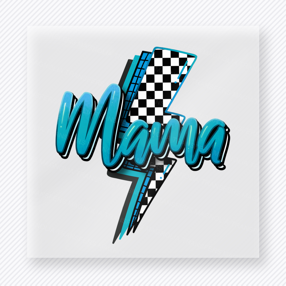 Turquoise Racing Mama Lightning Family DTF Transfers