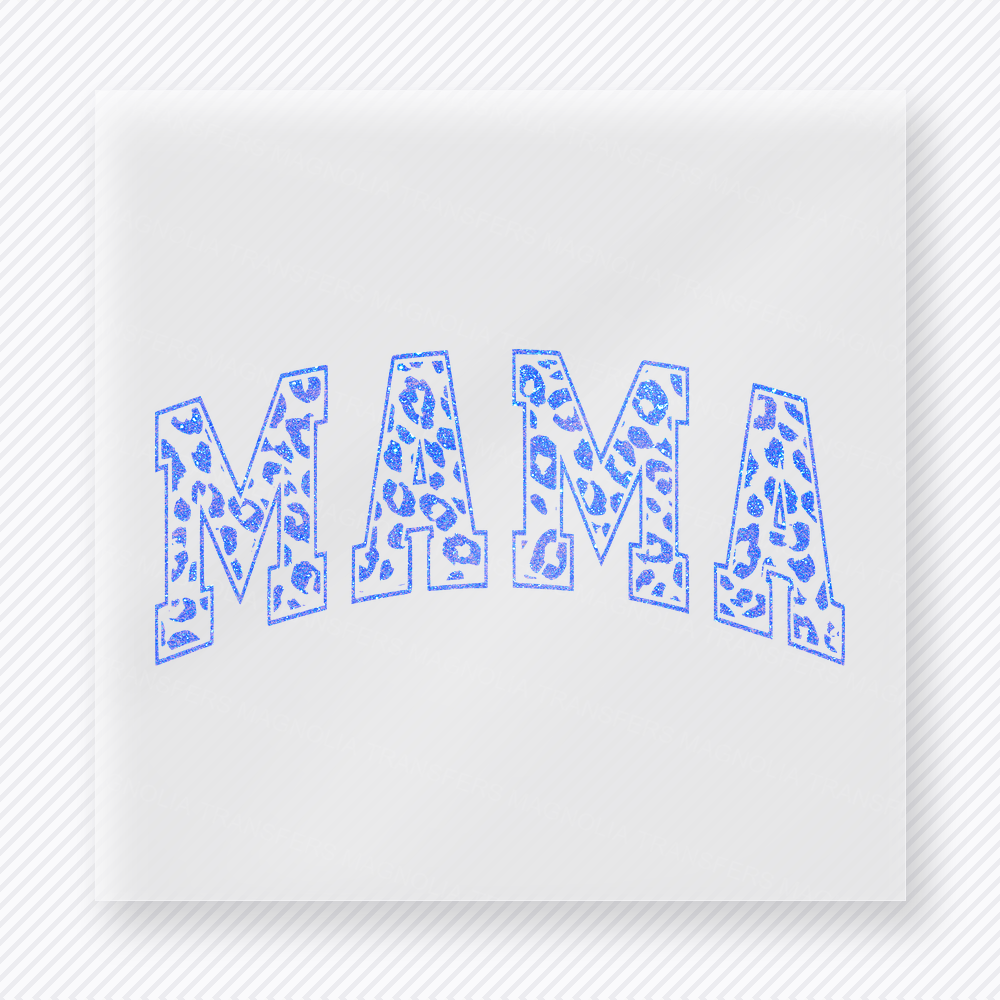 Blue Floral Mama Varsity Letter Family DTF Transfers