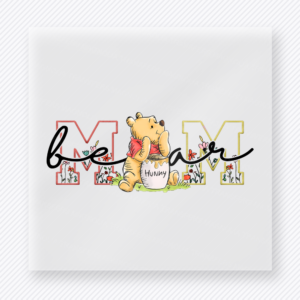 Mom Bear Pooh Inspired Floral Family DTF Transfers