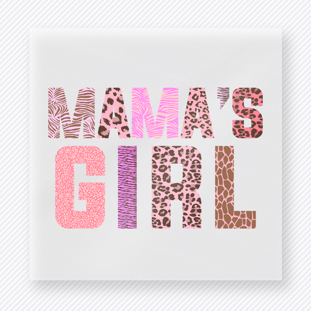 Mamas Girl Pink Leopard Family DTF Transfers