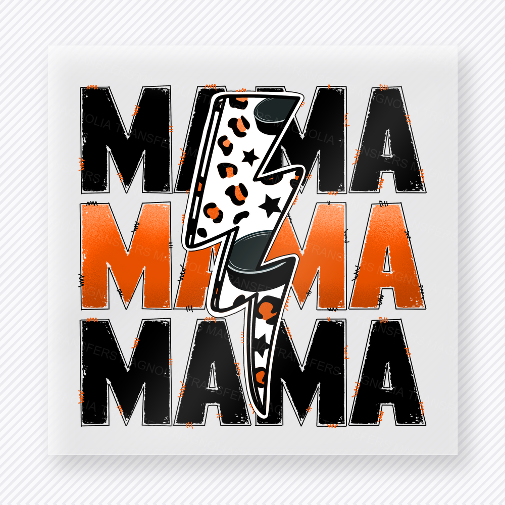 Orange Leopard Lightning Mama Family DTF Transfers