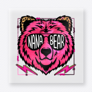 Nana Bear Pink Leopard Grunge Bear Family DTF Transfers