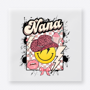 Nana Retro Smiley Leopard Lightning Family DTF Transfers