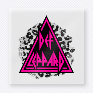 Def Leppard Triangle Pink movies music celebs DTF transfer mockup with Def Leppard inspired triangle logo with pink neon lettering