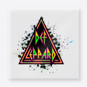 Def Leppard Triangle Orange movies music celebs DTF transfer mockup with Def Leppard inspired triangle logo with orange neon lettering