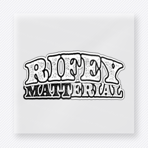Riley Material Outline Logo movies music celebs DTF transfer mockup with Riley inspired outlined retro logo design
