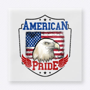 American Pride Eagle Patriotic DTF transfer mockup with eagle badge with American Pride wording