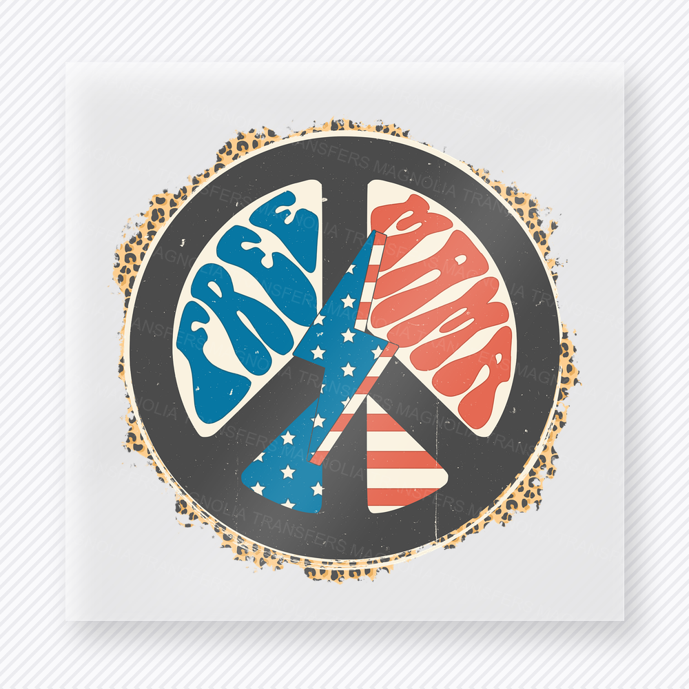Craft Chaos Peace Sign Gold Patriotic DTF transfer mockup with peace sign with Craft Chaos wording and gold trim
