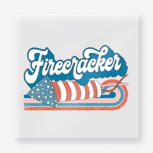 Firecracker Patriotic DTF transfer mockup with Firecracker script with American flag firework