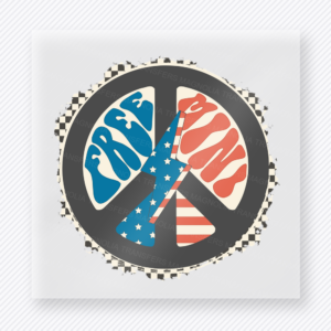 Peace Love USA Patriotic DTF transfer mockup with peace sign design with USA colors and leopard trim
