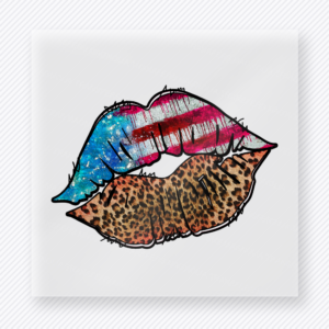 Patriotic Leopard Lips Simple Patriotic DTF transfer mockup with simple patriotic leopard lips design