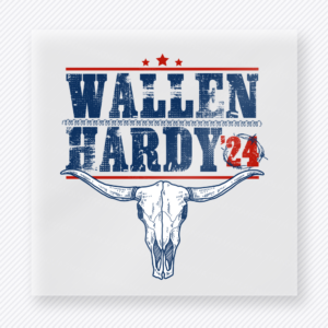 Wallen Hardy 24 Longhorn Patriotic DTF transfer mockup with Wallen Hardy 24 wording with longhorn skull