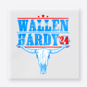 Wallen Hardy 24 Longhorn Blue Patriotic DTF transfer mockup with blue Wallen Hardy 24 wording with longhorn skull