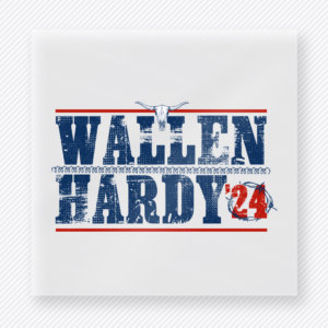Wallen Hardy 24 Text Patriotic DTF transfer mockup with Wallen Hardy 24 distressed text design