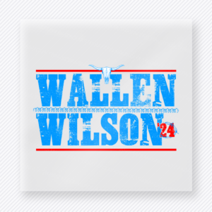 Wallen Wilson 24 Text Blue Patriotic DTF transfer mockup with blue Wallen Wilson 24 distressed text design