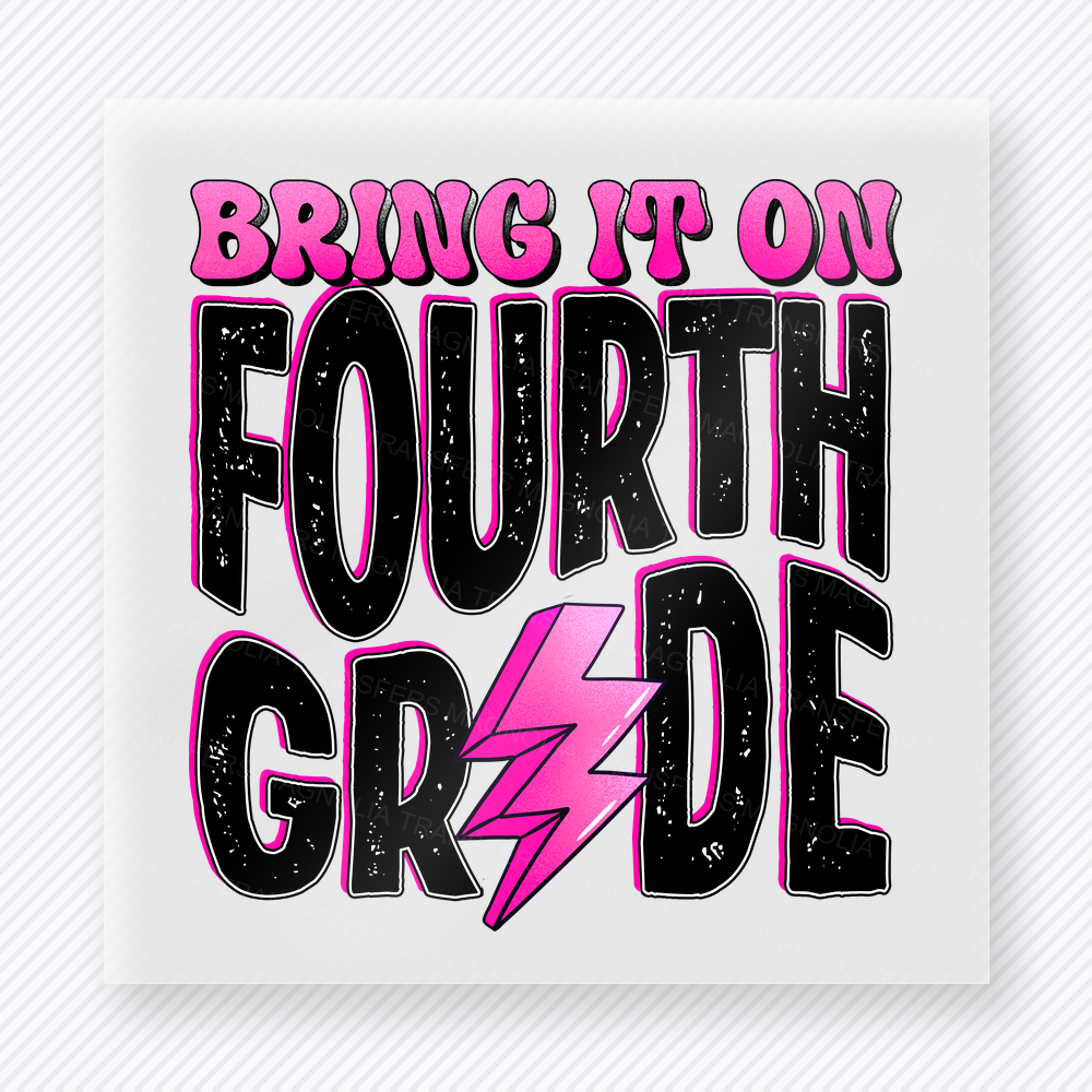 Bring It On Fourth Grade Pink Bold - Teacher & School DTF Transfers