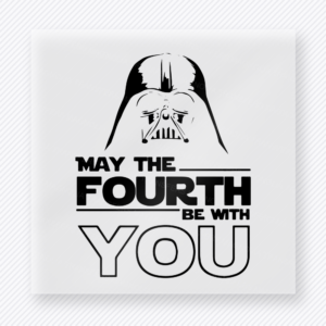 May the Fourth Be With You Outline Black Patriotic DTF transfer mockup with outline black May the Fourth Be With You design