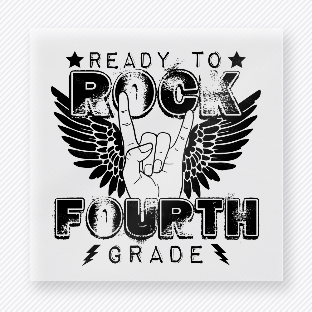 Ready to Rock Fourth Grade Black - Teacher & School DTF Transfers