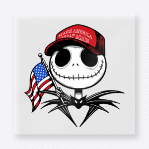 MAGA Jack Patriotic Political DTF transfer mockup with Jack character wearing Make America Great Again hat with flag accent