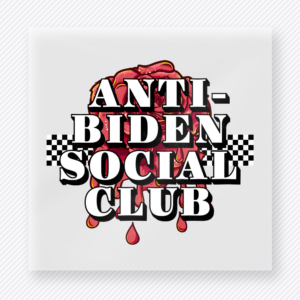 Anti-Biden Social Club Red Political DTF transfer mockup with Anti-Biden Social Club wording with red blood-drip styling
