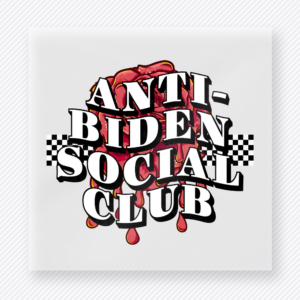 Anti-Biden Social Club Red Checkered Political DTF transfer mockup with Anti-Biden Social Club wording with red checkered accents