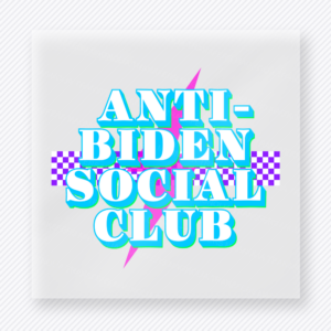 Anti-Biden Social Club Teal Checkered Political DTF transfer mockup with Anti-Biden Social Club wording with teal and purple checkered accents